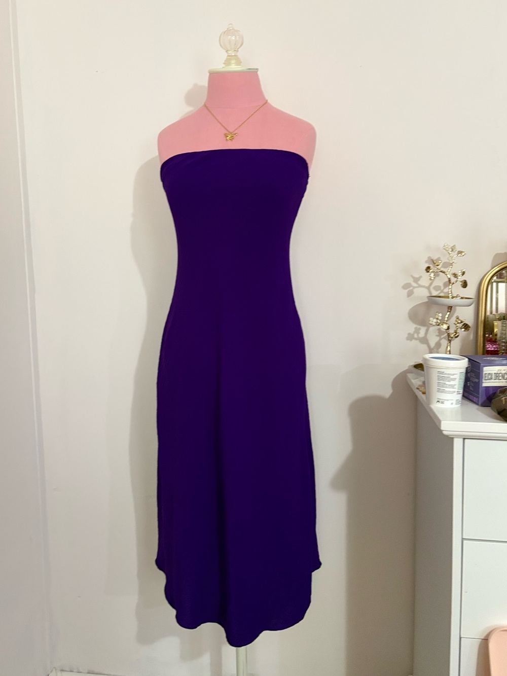 See You Monday Strapless Purple Midi Dress